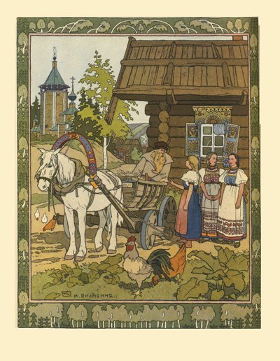 Ilustração para o conto de fadas A Pena do Finista, o Falcão, 1901-1902 de Ivan Yakovlevich Bilibin