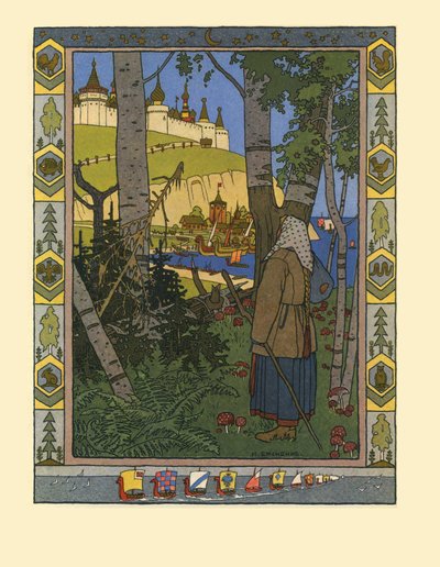 Ilustração para o conto de fadas A Pena do Finista, o Falcão, 1901-1902 de Ivan Yakovlevich Bilibin