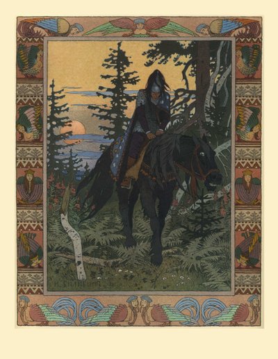 Ilustração para o conto de fadas de Vasilisa, o Cavaleiro Bonito e Branco, 1900 de Ivan Yakovlevich Bilibin