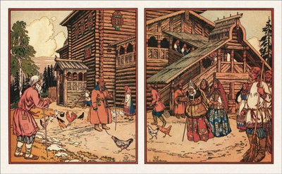 Ilustração do Conto do Pescador e do Peixe, 1933 de Ivan Yakovlevich Bilibin