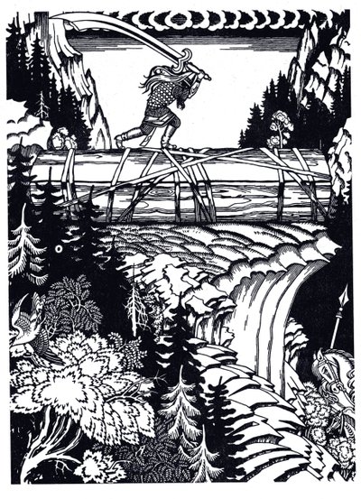 Ilya Muromets e Svyatogor, 1934 de Ivan Yakovlevich Bilibin