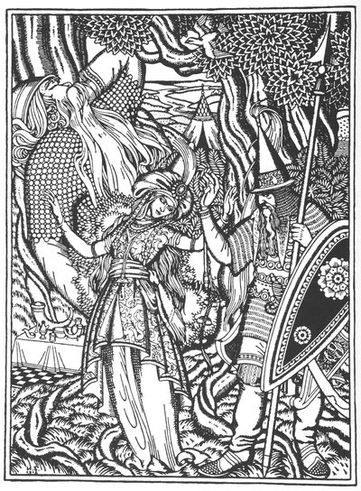 Ilya Muromets e esposa de Svyatogors, 1912 de Ivan Yakovlevich Bilibin