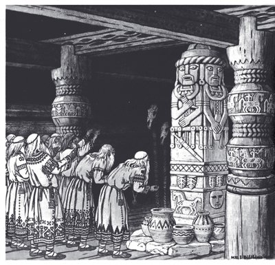 A adoração do deus Svetovid, 1934 de Ivan Yakovlevich Bilibin
