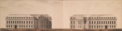 Plano para a praça em frente ao Almirantado, c.1770 (caneta, pincel, tinta e aquarela) de Ivan Yegorovich Starov