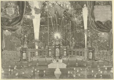 Fogos de artifício em Haia para a Paz de Aachen, 1749 de Iven Besoet