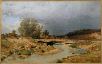 Paisagem com ponte de madeira de Ivan Ivanovich Shishkin