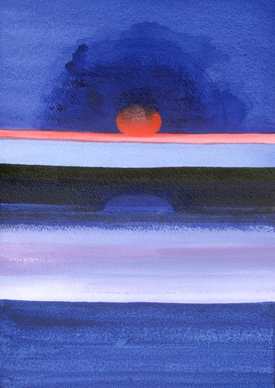 Seascape, pôr do sol, Helsínquia, 1991 (acrílico sobre tela) de Izabella Godlewska de Aranda