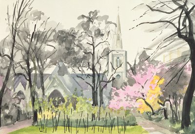 Igreja de St. Michaels, Chester Square, Londres, 1982 (wc no papel) de Izabella Godlewska de Aranda