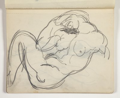 Figura masculina ou feminina nua reclinada; possivelmente estudar depois da escultura clássica de J.A. Jerichau