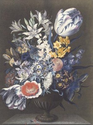 Urna com Flores em uma Mesa de Mármore de J.A. Simson