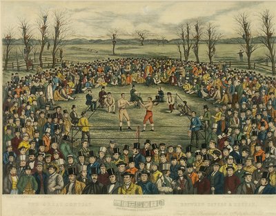 O Grande Concurso entre Sayers e Heenan por 200 Libras por lado, gravado por J. R. Mackrell e J.B. Rowbotham (aquatint) de J.B. and Brown J. Rowbotham