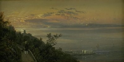 Vista das colinas acima de Castellamare em Nápoles de Johan Christian Dahl
