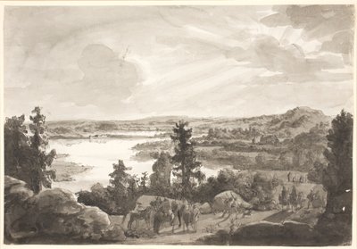 Vista de um lago, Noruega de Johan Christian Dahl