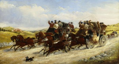 Uma corrida de Liverpool para Manchester com uma caçada além, 1880 de J.C. Maggs