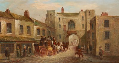Portão de São João do Norte com o treinador e cavalos, 1880 de J.C. Maggs