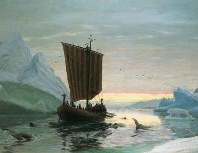 Erik Röde descobre a Groenlândia, 1875 de J.E. Carl Rasmussen