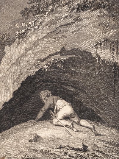 O espancado Niels Klim rasteja para dentro da caverna de J.F. Clemens