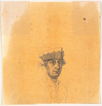 Preparação para uma das cabeças para o stick: Frederik, o Grande, voltando para casa depois de uma revista em Potsdam de J.F. Clemens