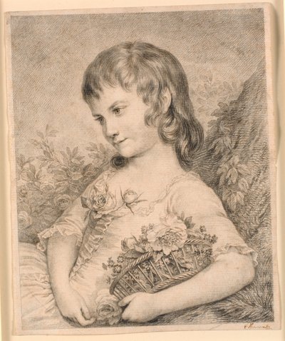 Menina com um cesto de flores (Octavie Diodati) de J.F. Clemens