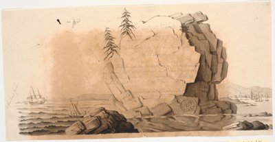 Rascunho da vinheta do título para uma carta náutica: Mapa especial de uma parte da costa norueguesa de J.F. Clemens