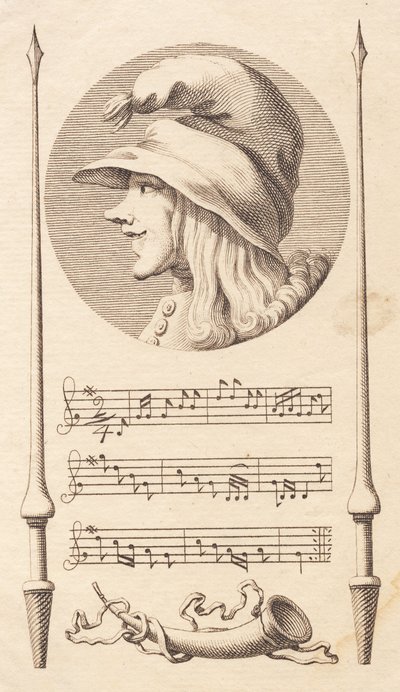A vinheta. Cabeça de um menino camponês entre duas lanças. de J.F. Clemens