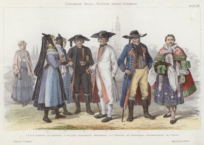 Caucasian Race, Teutons, North Germans (gravura colorida) de J.L. (after) Williams