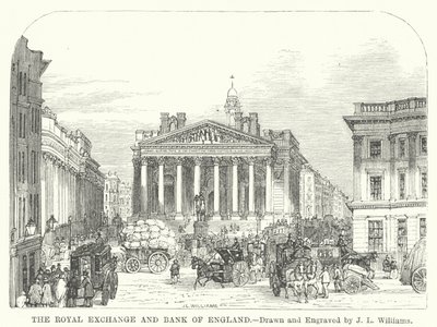 The Royal Exchange and Bank of England (gravura) de J.L. (after) Williams