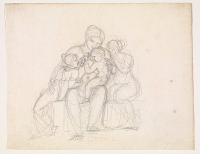 Grupo de figuras. Mulher e 3 filhos de J.L. Lund
