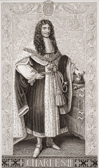 Charles II (1630-85) de "Ilustrações da História Escocesa e Inglesa", Volume I de J.L. Williams