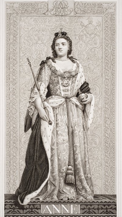 Rainha Ana (1665-1714) de "Ilustrações da História Escocesa e Inglesa", Volume II de J.L. Williams