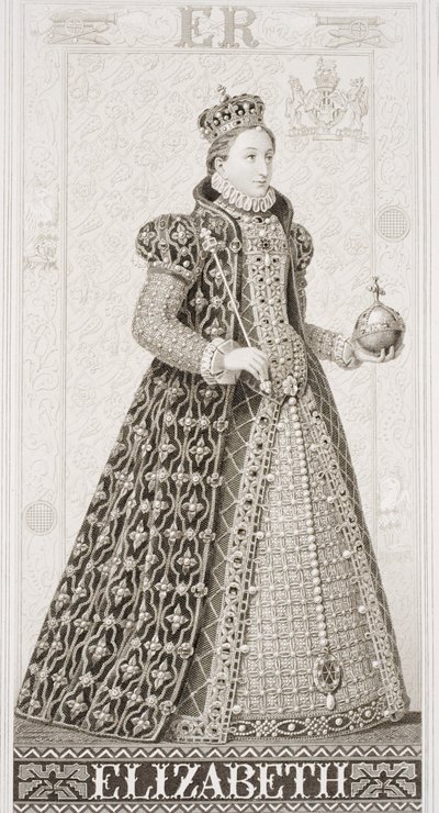 Rainha Elizabeth I (1533-1603) de "Ilustrações da História Escocesa e Inglesa" I de J.L. Williams