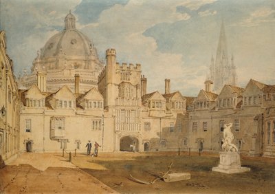 Uma Vista do Interior do Brazen Nose College Quadrangle, Oxford, 1803-1804 de Joseph Mallord William Turner