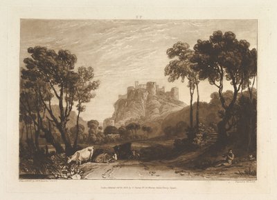 O Castelo acima do Meadows Liber Studiorum, parte II, placa 8, 1808. de Joseph Mallord William Turner