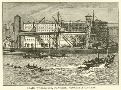 Grain Warehouse, Quayside, Newcastle-on-Tyne (gravura) de J.R. Brown