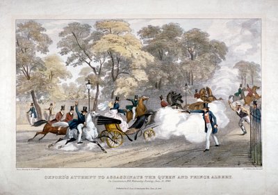 Tentativa de assassinato contra a Rainha Vitória, Constitution Hill, Westminster, Londres, 1840 de JR Jobbins