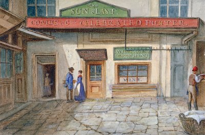 Vista do Sol e Última pousada em Newgate Market, Paternoster Square, City of London, 1867 de JT Wilson