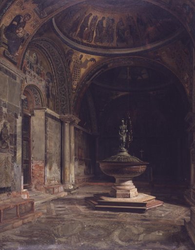 O interior do Batistério da Igreja de São Marcos em Veneza de J.Th. Hansen