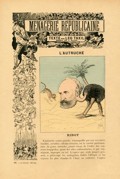 Menagerie Republicaine Galeria humorística das principais personagens da Terceira República, número 37, Satirique en Couleurs de J. (1847 1892) Blass
