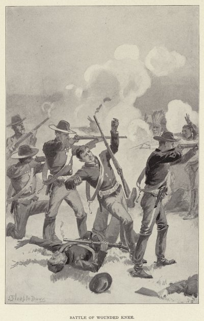 Batalha de Joelho Ferido (litho) de J. (after) Steeple Davis