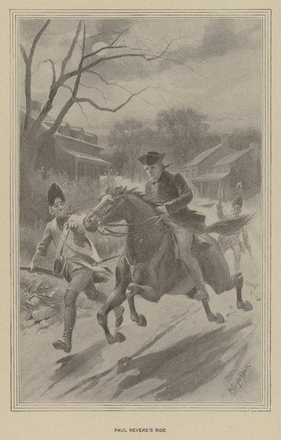 O passeio de Paul Revere (litho) de J. (after) Steeple Davis