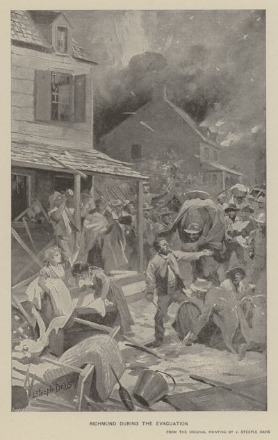 Richmond durante a evacuação (litho) de J. (after) Steeple Davis