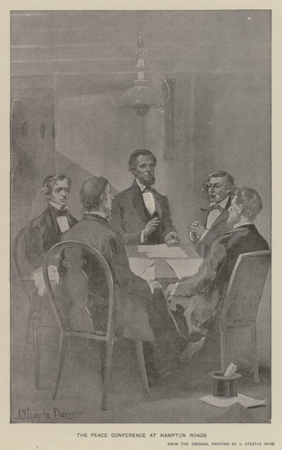 A Conferência de Paz em Hampton Roads (litho) de J. (after) Steeple Davis