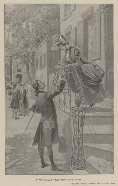 Upper Wall Street, Nova Iorque, em 1783 (litho) de J. (after) Steeple Davis