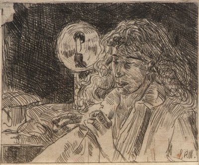 Costura à luz das velas de J. Alden Weir