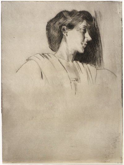 Estudo de uma cabeça de mulher em perfil de J. Alden Weir