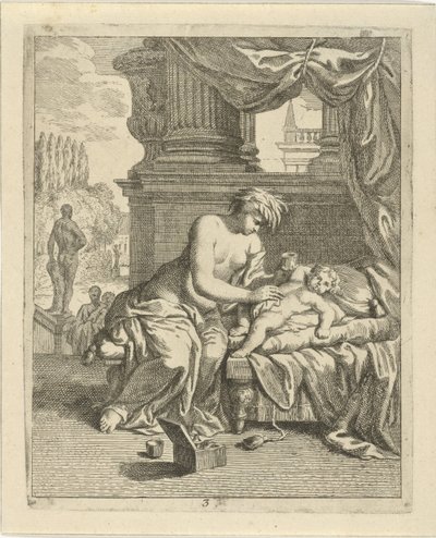 Tétis mancha Aquiles com ambrosia Cenas da Vida de Aquiles (título da série) Vitam et mortem achilli (título da série) de J. Alexander Janssens