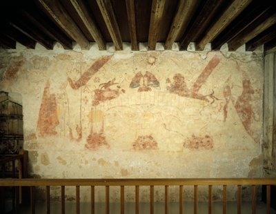 Um mural do século XV na parede leste da câmara pintada na abadia de Cleeve, Somerset, 1999 de J Bailey