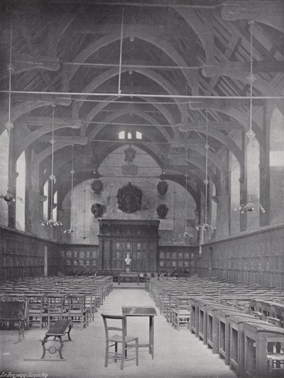 Panqueca jogando na Westminster School, o Great Hall de J. Benjamin Stone