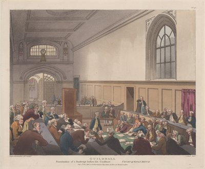 Guildhall, Examination of a Bankrupt before his Creditors Microcosm of London..., 1 de novembro de 1808. de J. Bluck