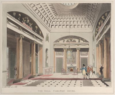 The Hall Carlton House Microcosm of London, placa 15, 1º de abril de 1808., 1º de abril de 1808. de J. Bluck